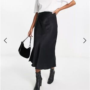 & Other stories  Black Satin slip Midi Skirt